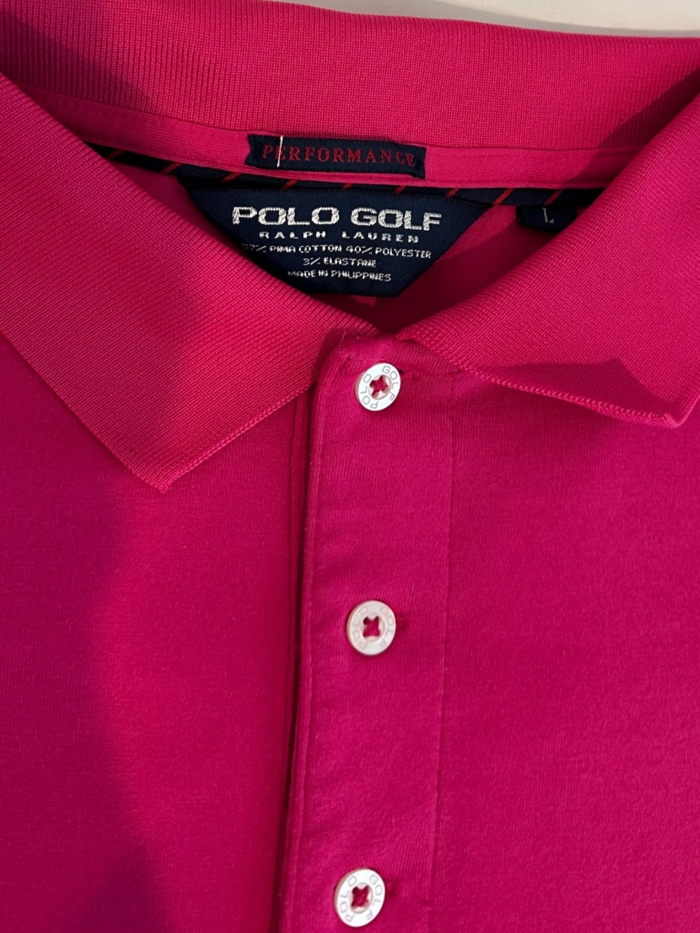 POLO GOLF Performance Men's Shirt SIZE Large BRIGHT FUSCHIA Color